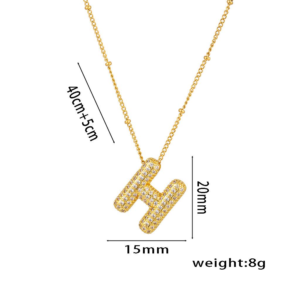 Fashion 26 Bubble Letter Initial Pendant18k Gold Plated Micropaved Full Zirconia Stone Chain Couple Necklace Women Jewelry