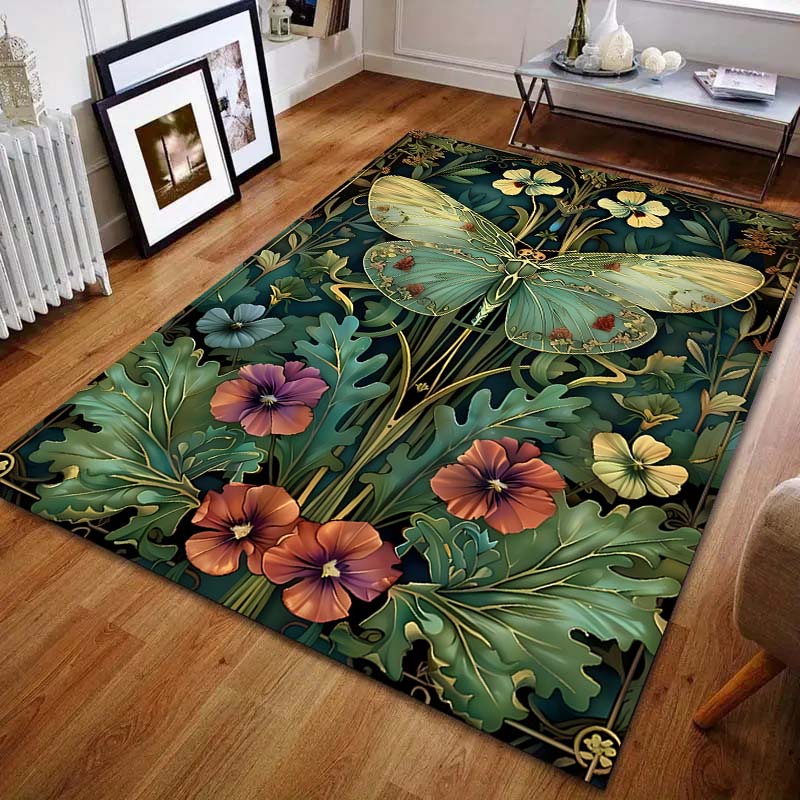Moths and Flowers Print Carpet for Bedroom Living Room Bedside Sofa Floor Mat Modern Home Decor Area Rug Fast Shipping