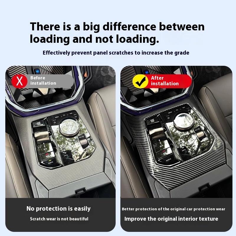 ABS Carbon Fiber Center Console Gear Panel Cover Frame Trim Sticker Car Interior Accessories For BMW X3 G45 G48 2025