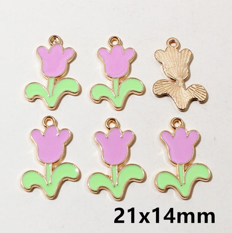 20pcs Enamel Mushroom Charms Pendant 19x19mm Alloy Metal DIY Jewelry Making Accessories for Earring Bracelet Necklace Finding