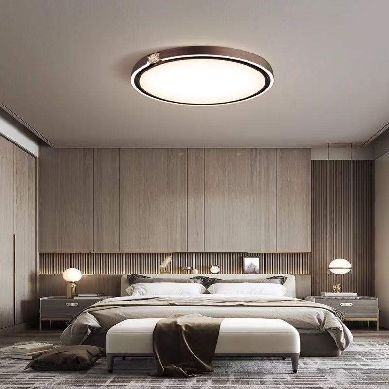 

Светодиодный потолочный светильник для спальни, креативный светильник-кольцо с бриллиантом для книжной комнаты, современный и простой кофейный