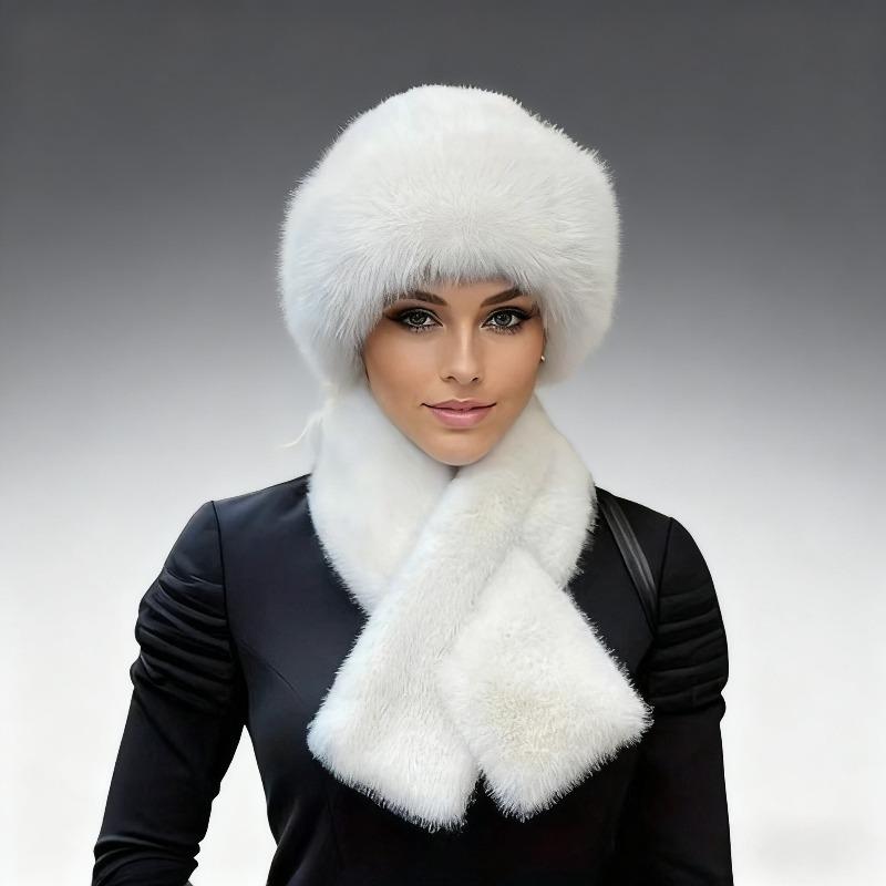 Winter Thickened for Keep Warmth Hat Scarf Two-piece Set Women Windproof Thick Warm Neck Wrap Solid Color Ear Protection Mongolian Hat