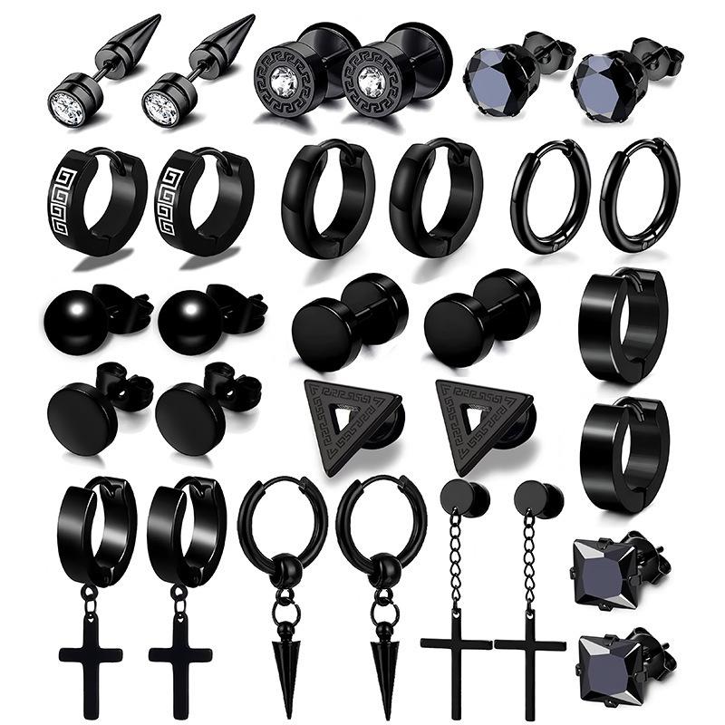 Luxury Stainless Steel Women's Stud Earrings: European & American Fashion Set