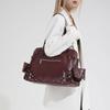 Leather Tote Bag Women's Fashion Shoulder Bag with Front Zip Pocket and Adjustable Crossbody Strap
