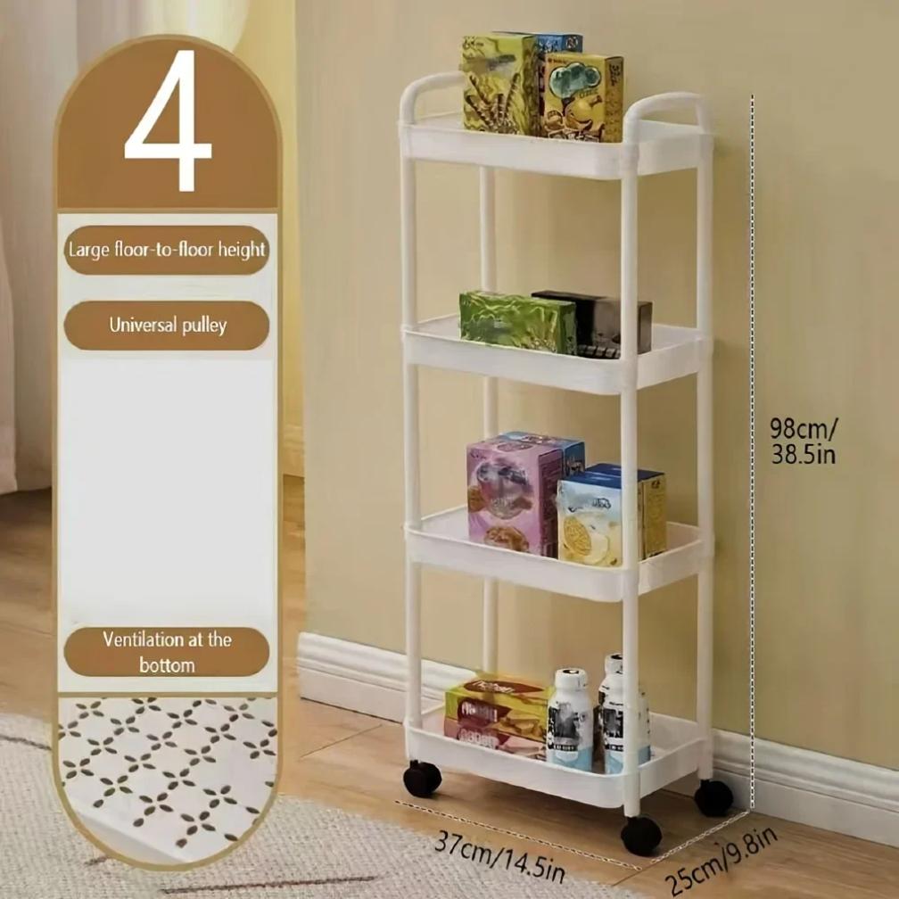 2025 Multifunctional Three-Layer Practical Rolling Cart with Reinforced Handle for Kitchen Bathroom Craft Room Nursery
