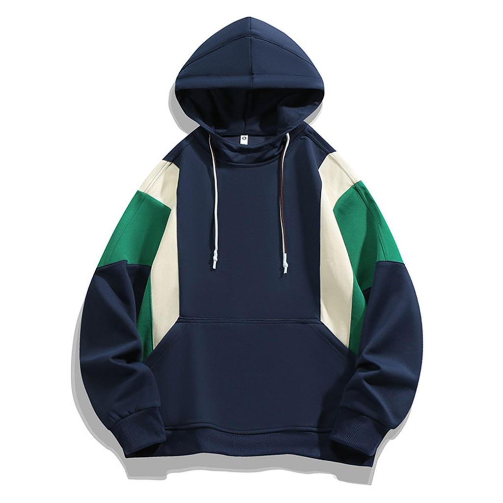 Herre Color Block Hettegenser Sweatshirt Langermet Hettegenser Snøring Pullover Skjorte Utendørs Gåturer Bluse Med Lomme