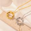 Lemegeton Mini Molten Ring Necklace Circle Pendant Stainless Steel Women Necklace Choker Fashion Trendy Elegant Chain Jewelry