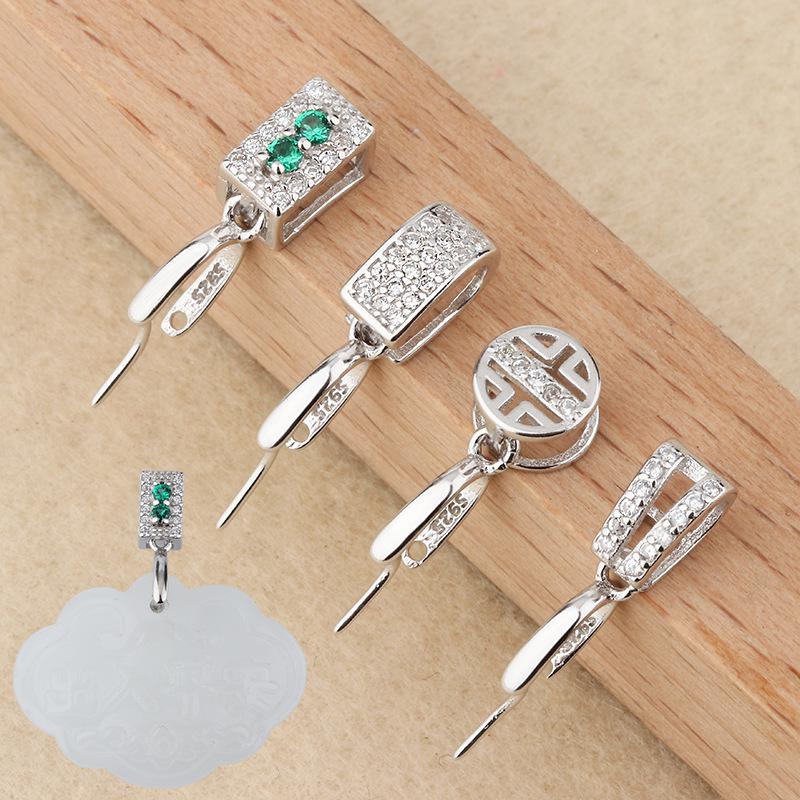 Tingxiang S925 Sterling Silver Jade Buckle Pendant Necklace Clasp Ring Accessories JK216 Small Clasp