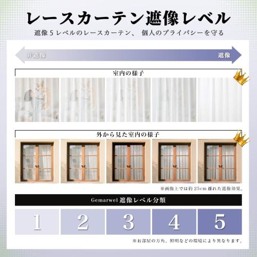 Gemarwel Mirror Lace Curtains [Thick, Insulated, Over 90% UV Protection] High Privacy, Thermal Insulation, 176cm Long, 100cm Wide, Grade 1, Set of 2,