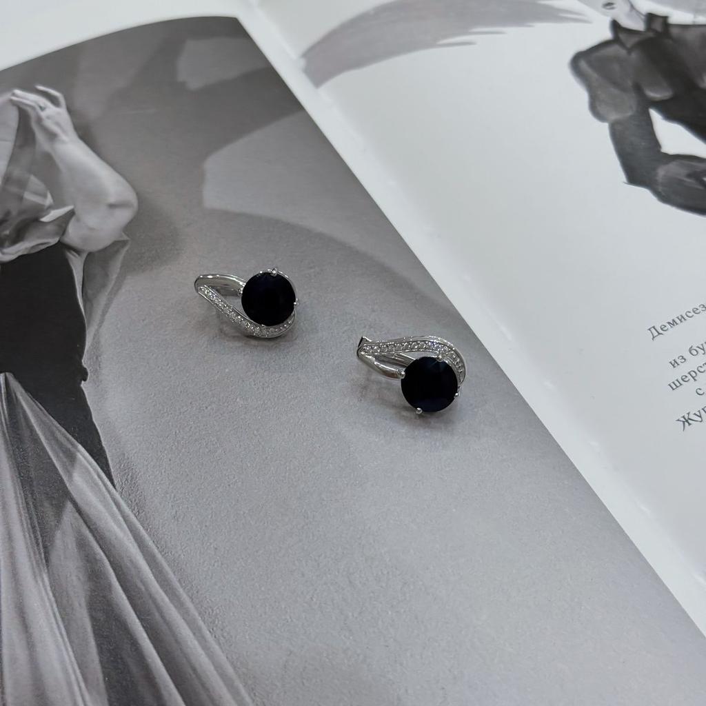 Серебряные серьги с натуральным сапфиром 9.975ct (2170310)