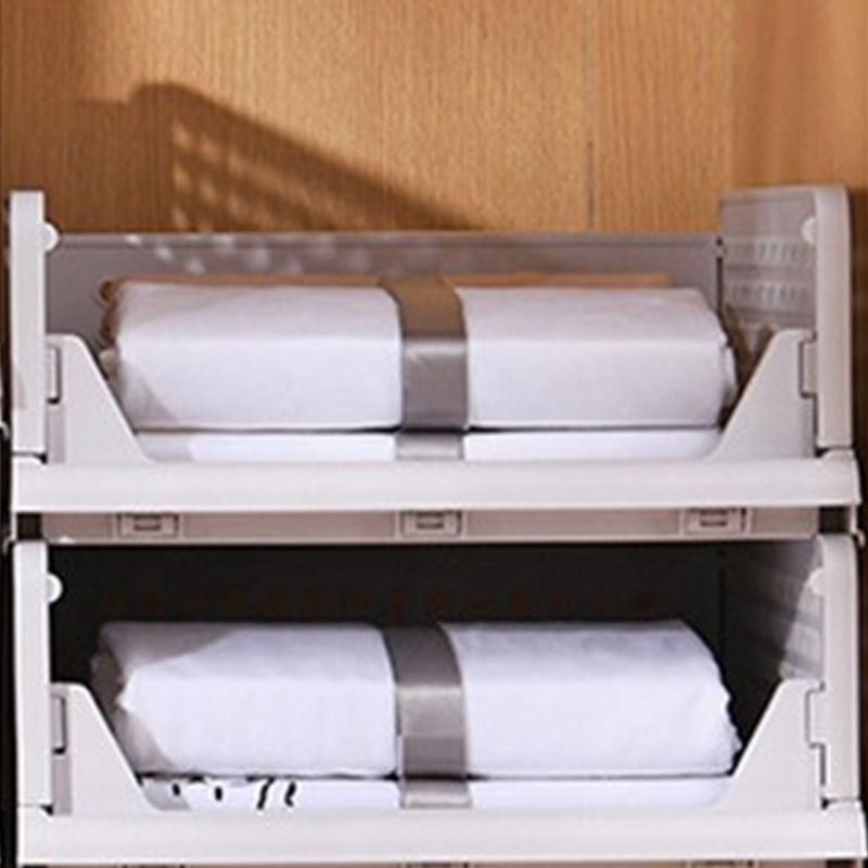 Wardrobe Foldable Storage Basket Layered Divider Drawer Rack Stackable Clothes Organizing Basket