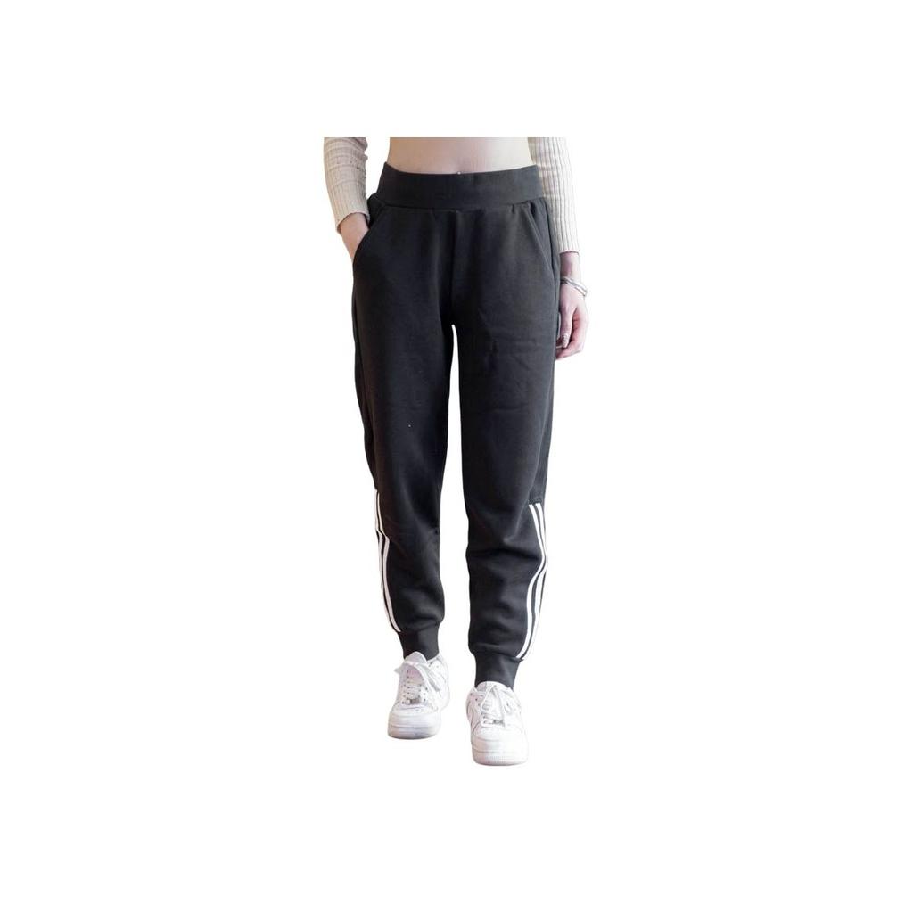 adidas Womens Fleece Side Three Stripes Retro Sports Long Pants Women Pants Black H09700