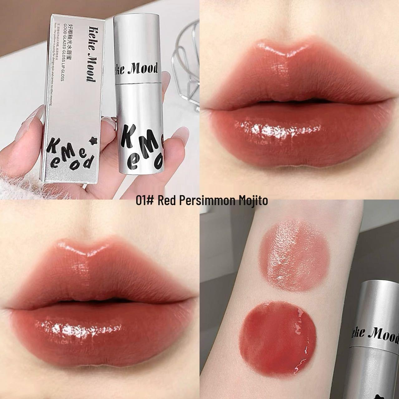 Kekemood Glossy Lip Glaze - Cool Atmosphere Matte, Whitening, for a Natural Look in Autumn/Winter, Mirror Finish Lipstick. 3g