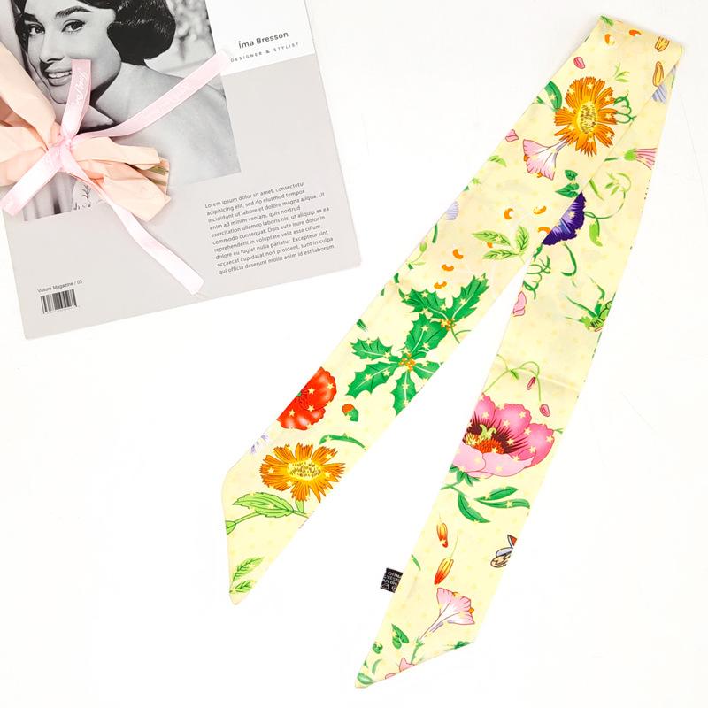 Classic New Long Small Silk Scarf, Decorative Slender Tied Bag Silk Scarf Small Ribbon Scarf Small Streamer Women's Scarf