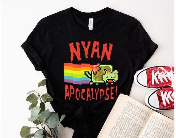 

Футболка Nyan Cat Apocalypse Смешной Мем Ретро Графическая Футболка Унисекс S-5XL Унисекс Футболка M