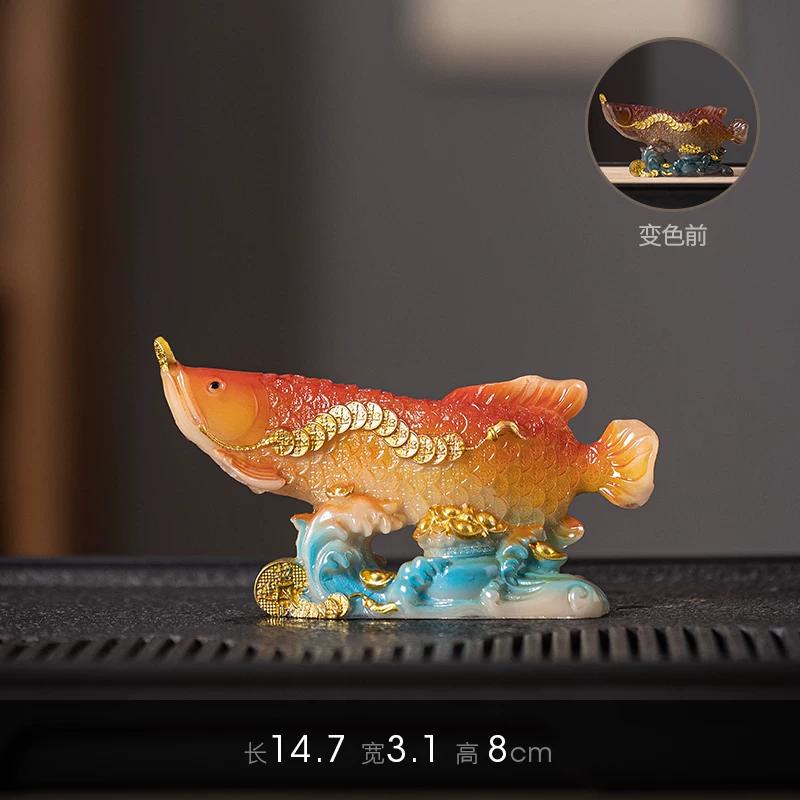 

Color Changing Goldfish Tea Pet Maintainable Small Animal Tea Playing Desktop Decorative Ornaments Kung Fu Tea Set Accessories