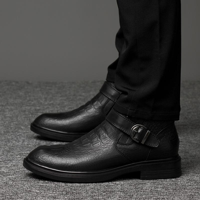 Fashion Winter Boots New Luxury Brand Plus Hair Men Boots  High Top Crocodile Leather Shoes Men Business Ankle Boots Leather Snow Boots