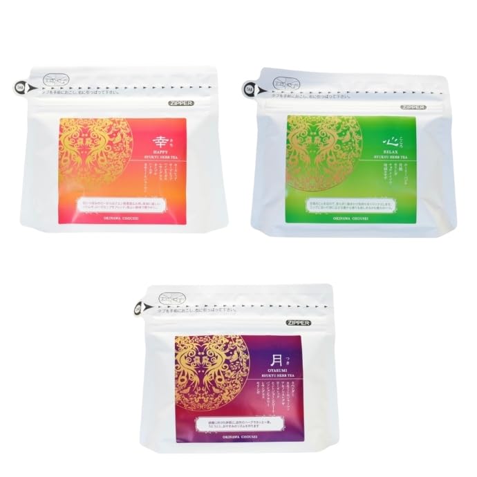 Three types of Ryukyu herbal tea (Happiness, Heart, Moon)