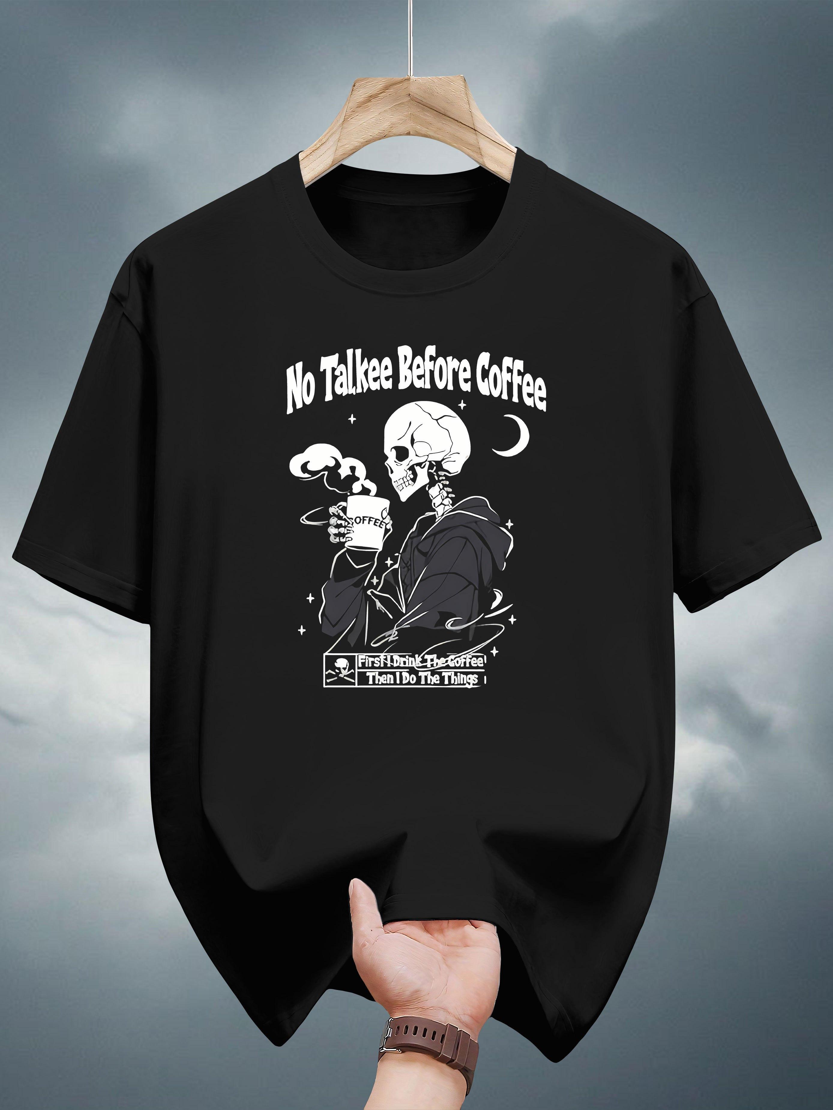 100% Cotton Graphic T-shirt - No Talkie Before Coffee Print XXXXL