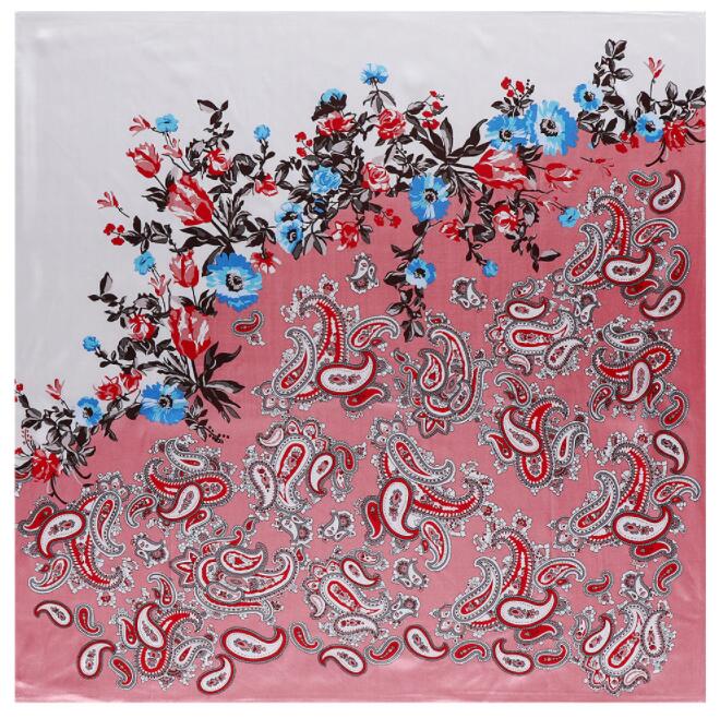 90cm Silk square Scarf Cashew Flower Design Luxury Brand Neckerchief Muslim Headscarf Square Scarf Lady Foulard Female Bandana