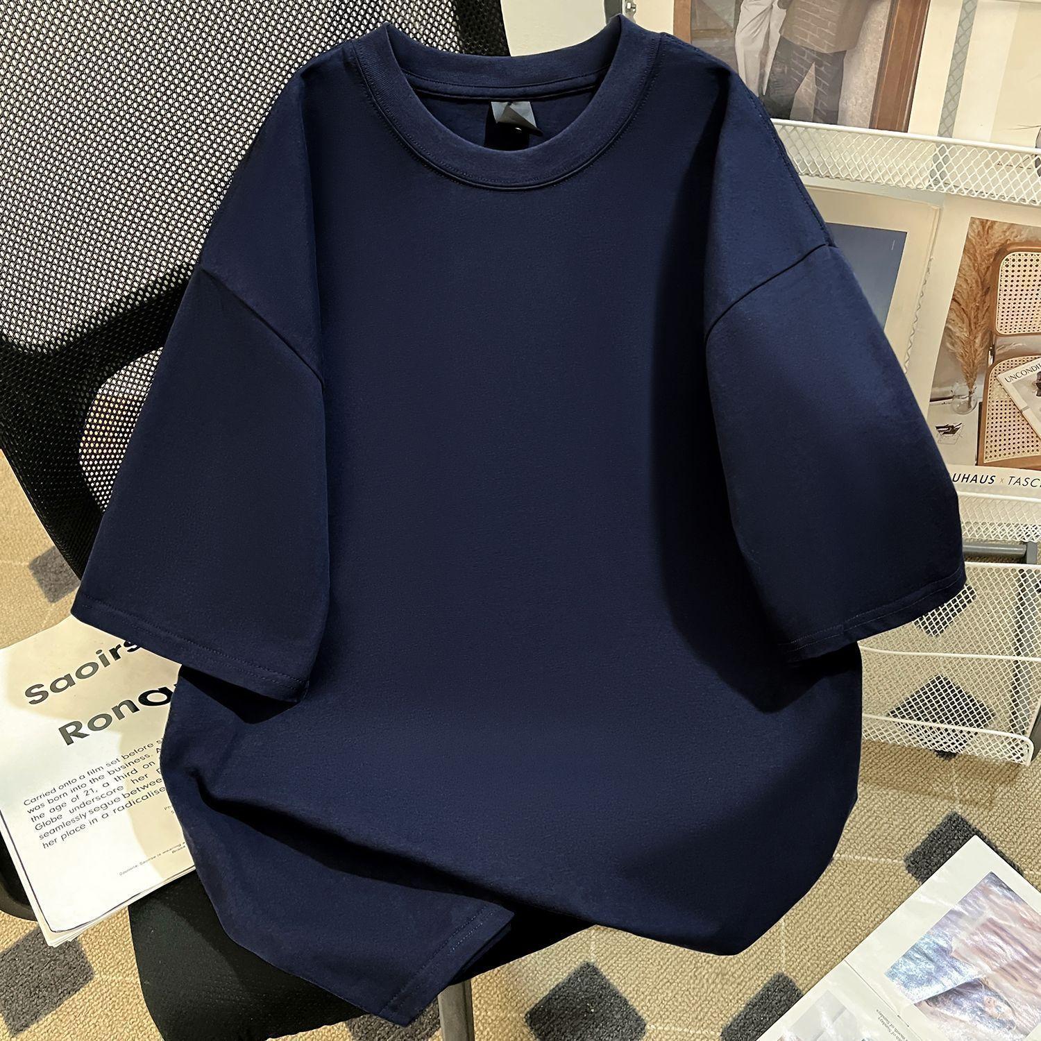 

100 Crew Neck Solid Color Short Sleeve TShirt Summer New Cotton Unisexs and Womens TShirt Solid Color Crew Neck Couple Top 4XL