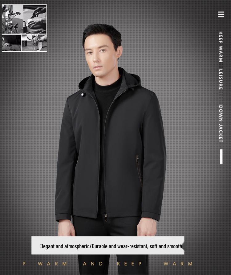 Men's Autumn 2025 Detachable Hood Business Casual Windbreaker Jacket