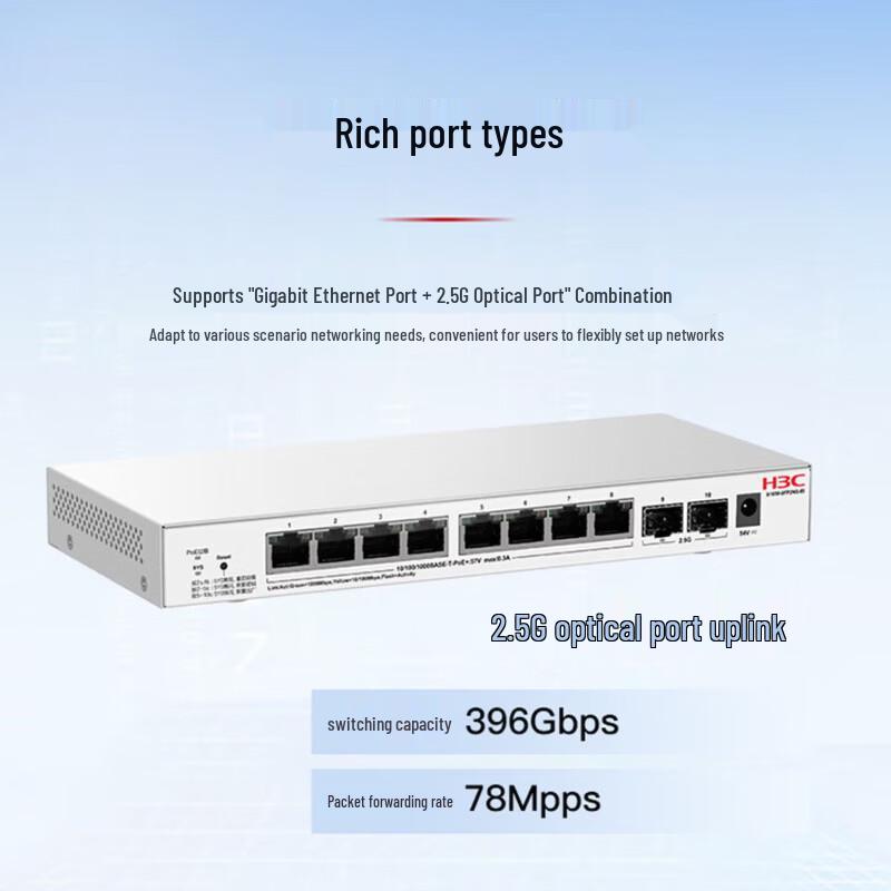 H3C S1650-8FP2NS-EI 10-Port Light-Managed PoE Switch