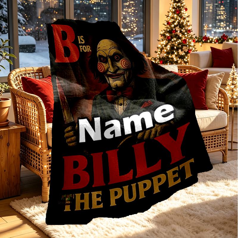 Custom Name Personalized Bride of Chucky Print Blanket, Home Decor, Bedroom, Sofa, Camping, Couch, Gifts for Birthday Christmas