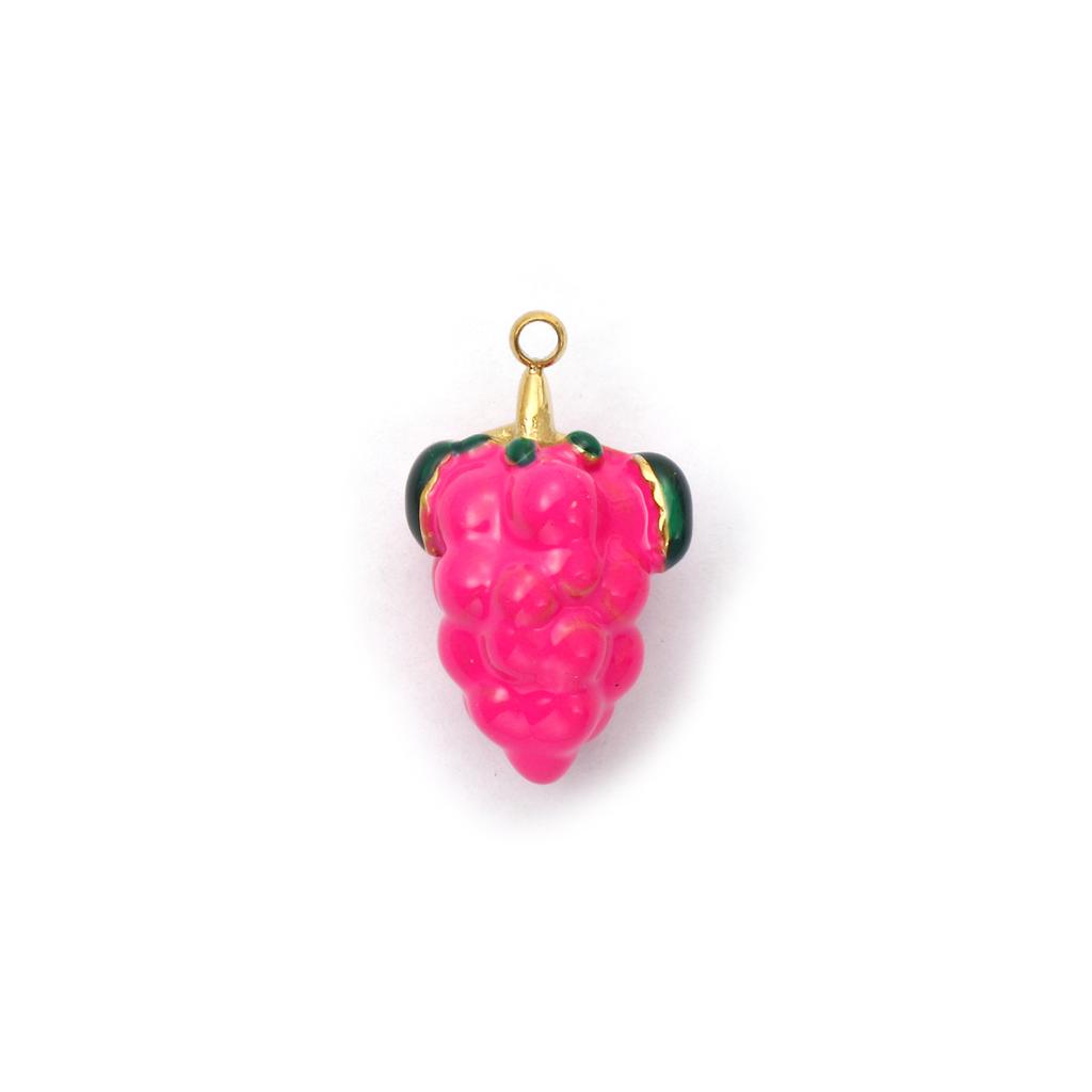 1 Piece 304 Stainless Steel Fruit Charms Enamel Watermelon Grape Pitaya 18K Gold Plated Pendant For DIY Necklace Jewerly Making