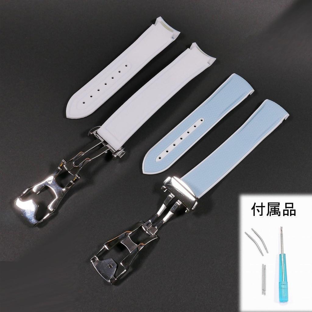 Swatch X OMEGA Rubber Strap with Blue D-Buckle (Light & White/Uranus)