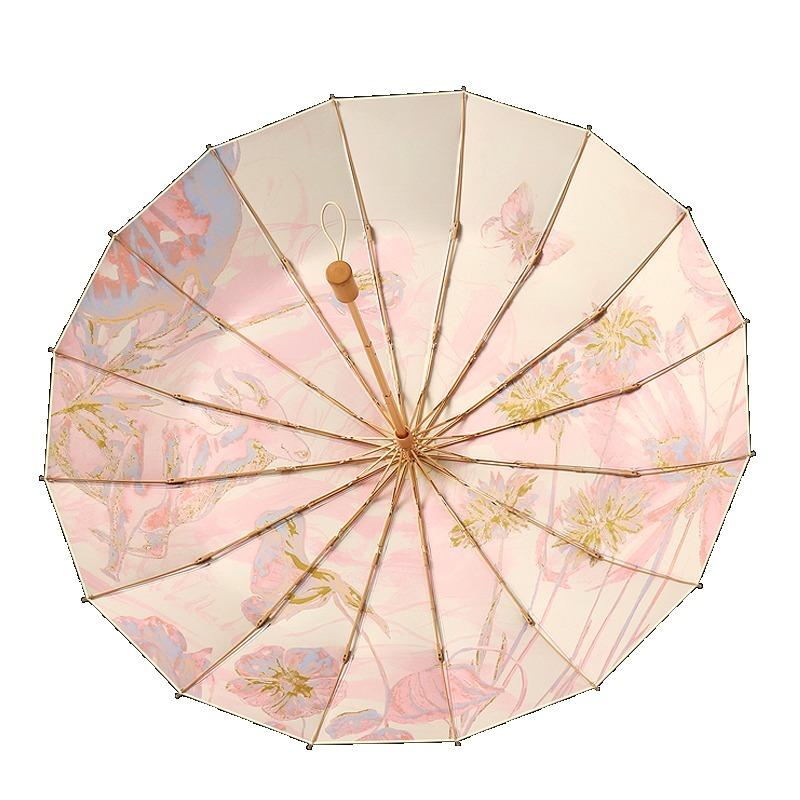 Colored Glue Umbrella Cloth Sun-protective UV-protective Folding Rainproof Windproof Dual-purpose Women's Craft Umbrella