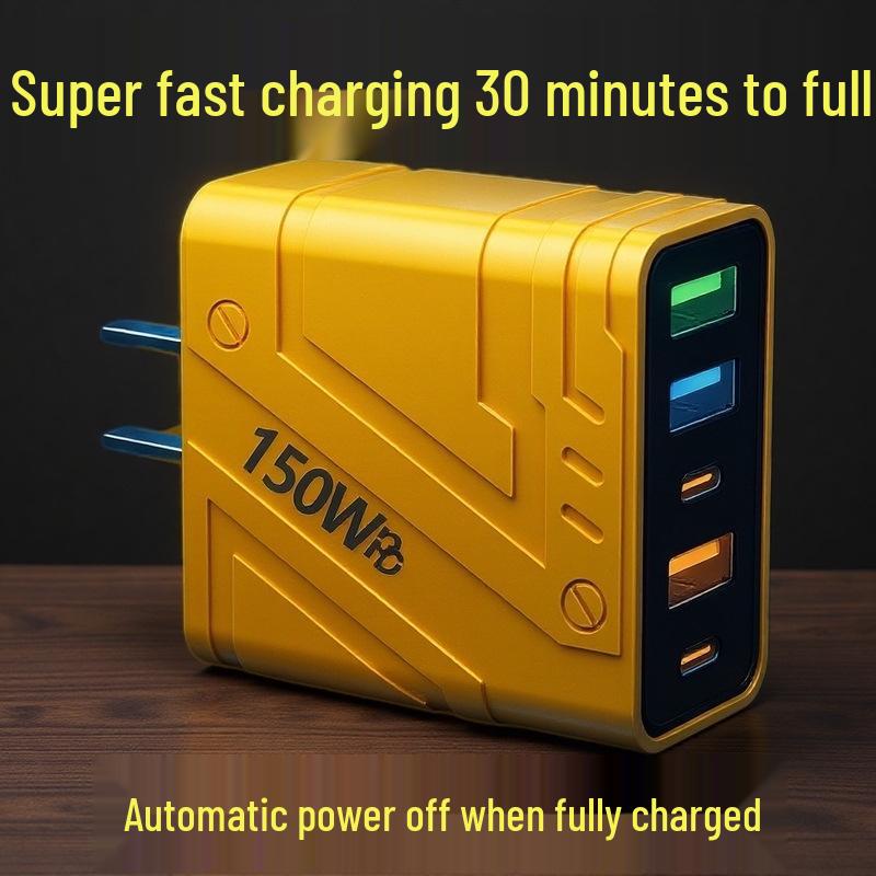150W GaN Multi-Port Charger with Super Fast PD+USB Charging & Auto Power Off