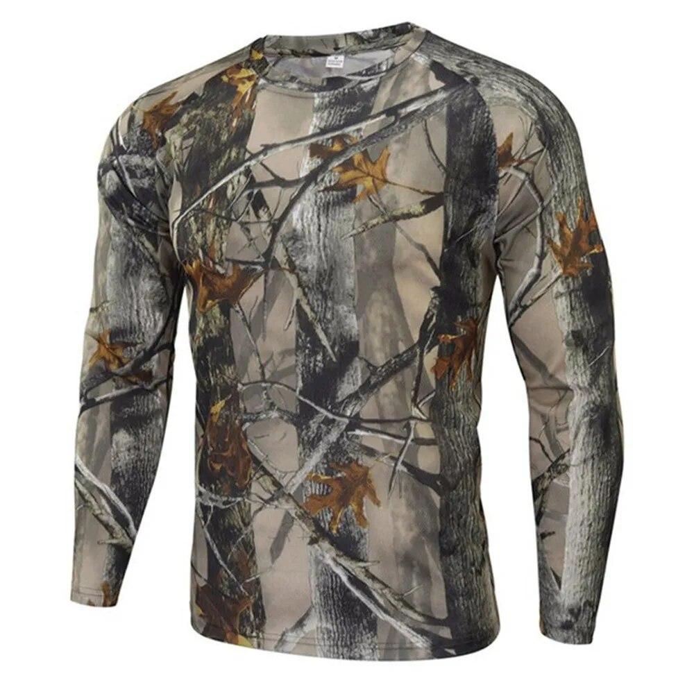 Langarm-Camouflage-T-Shirt im Freien, schnell trocknend, Wandern, militärische taktische T-Shirts, Herren-Jagd- und Camping-Shirts, Markenkleidung