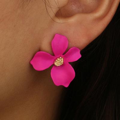 1 Par de Pendientes de Botón para Mujer Forma de Flor Pétalo Pulido Liso Decoración para la Oreja