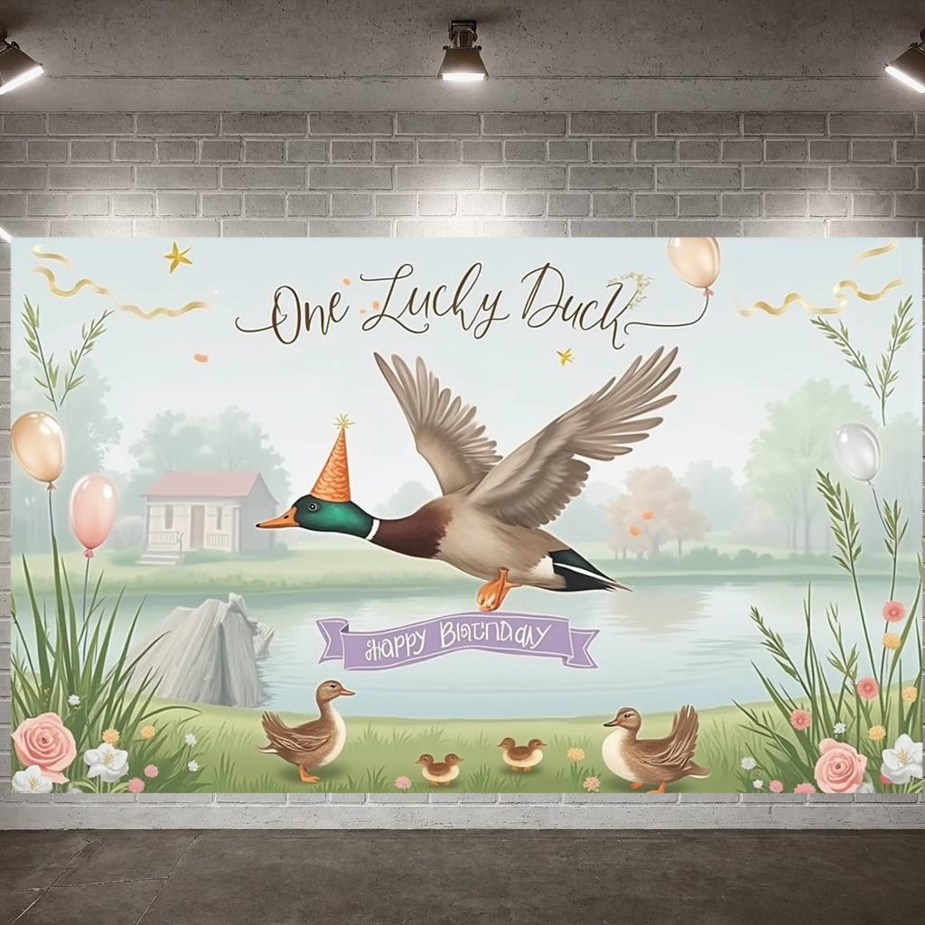 Geburtstagsfeier Kulisse Bauernhoftier Motiv One Lucky Duck Banner Rustikale Party Dekoration Ballon Akzent Für Geburtstag 1.
