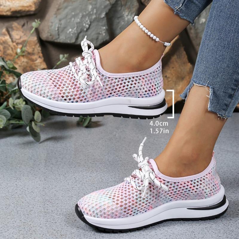 Fashion Sneakers Spring Summer Mesh Breathable Lightweight Non-Slip Platform Lace-Up Soft Sole Non-Slip Running Casual Sneakers