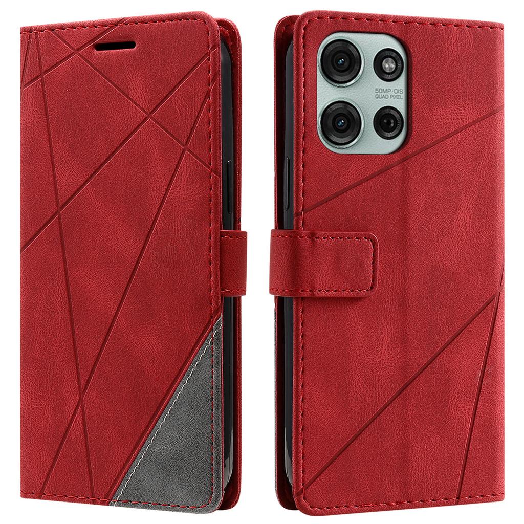 For Motorola Moto G75 5G Case Imprinted Lines PU Leather Splicing Wallet Phone Cover