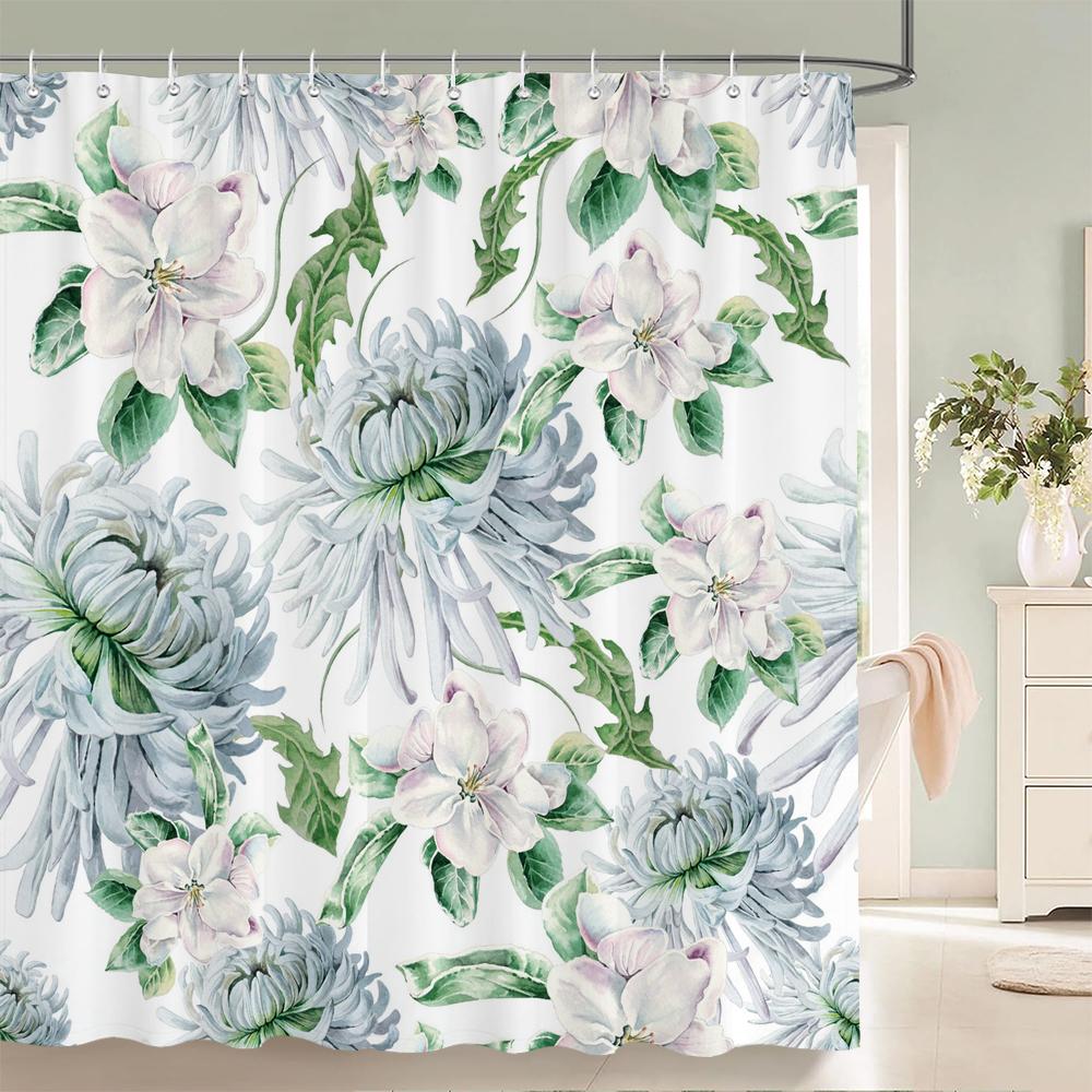 Colorful Flowers, Birds, Plants Shower Curtains Waterproof Bathroom  Curtains 3d Printing Polyester Cloth 180X200CM Bath Screen