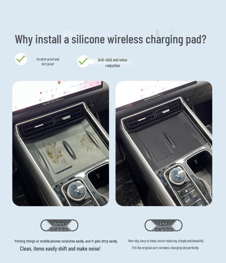 Silicone Wireless Charging Pad for Chery Tiggo 9X - Fits Center Console Phone Accessories & Interior Decor