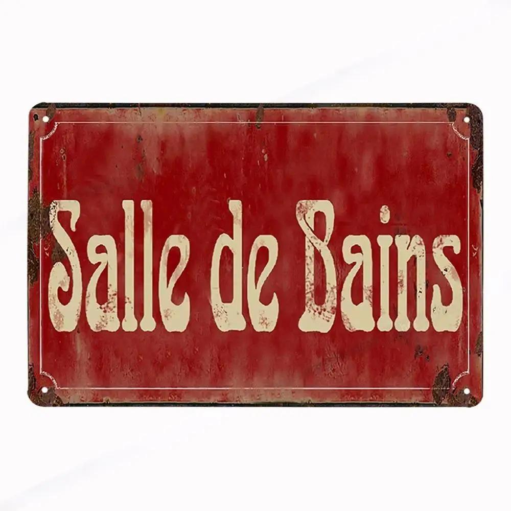French Vintage Metal CUISINE Signs Decor Posters Plaque Retro Tin Sign Bar Pub Club Wall Decor Painting Decorative Plate