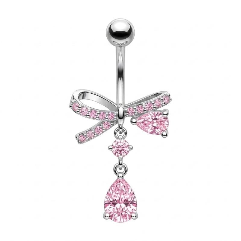 Belly Button Piercing Heart Ring Stainless Steel Copper Anti-Allergy Navel Jewelry for Summer Beach Swimming Accessories