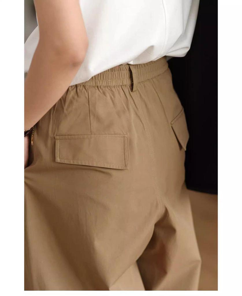 Plus Size Slimming Wide-Leg Cargo Pants - High Waist, Nine-Point Length, Versatile & Loose Fit for Women