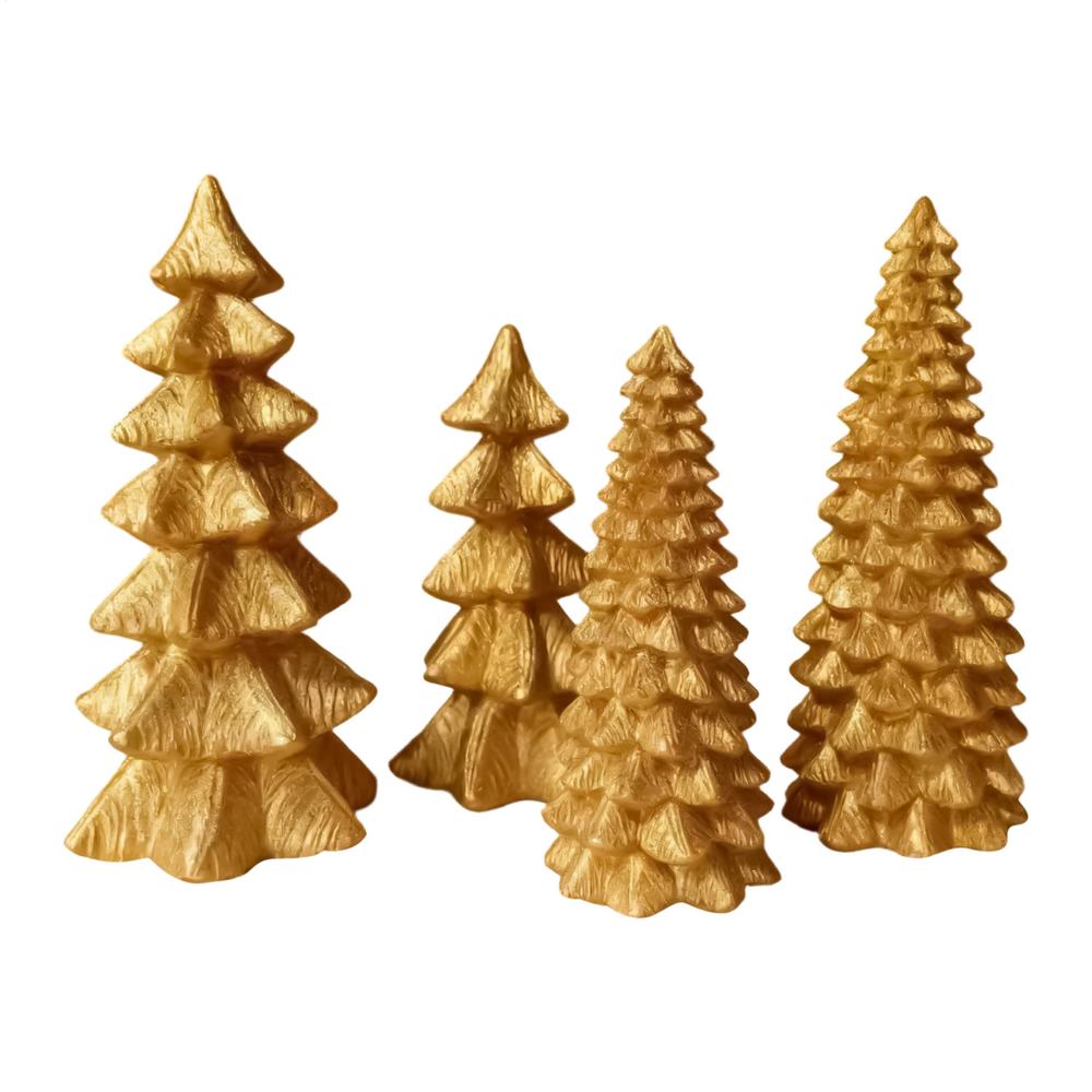 

4 Pieces LED Golden Christmas Tree Statues Mini Desktop Tree Christmas Decorations Tabletop Christmas Tree For Living Room Others