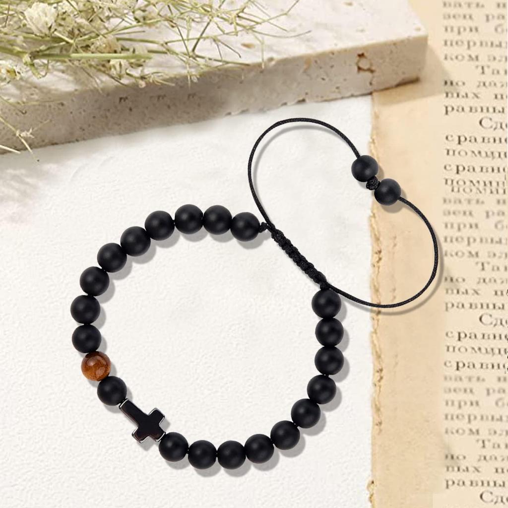 Cross Bracelet Religious Gifts, Handmade Beaded Bracelets,beaded inspirational bracelet, Tiger Eye Bracelet Gifts