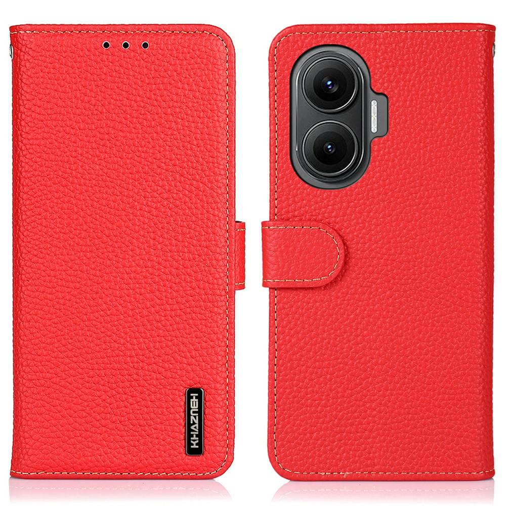 KHAZNEH For Xiaomi Redmi Turbo 4 Pro 5G/Poco F7 5G Case Genuine Cow Leather Flip Phone Cover