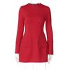 LYRIA Langermet Glidelås Bodycon Mini Kjole Med Lomme Ensfarget Elegant Antrekk Kontor Streetwear Dame Høst Vinter Klær