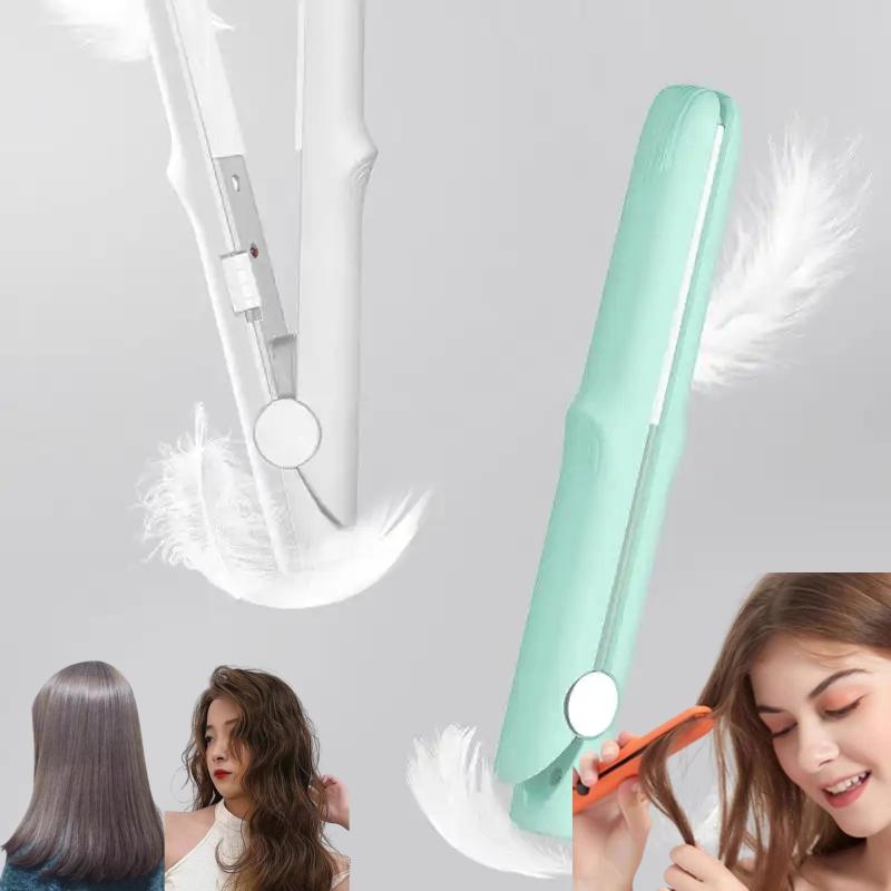 2in1 Mini Curling Wand Flat Iron Hair Straightener Hair Curler Thermostatic Fast Heat Flat Iron Curling Iron Waver Plate Makeup