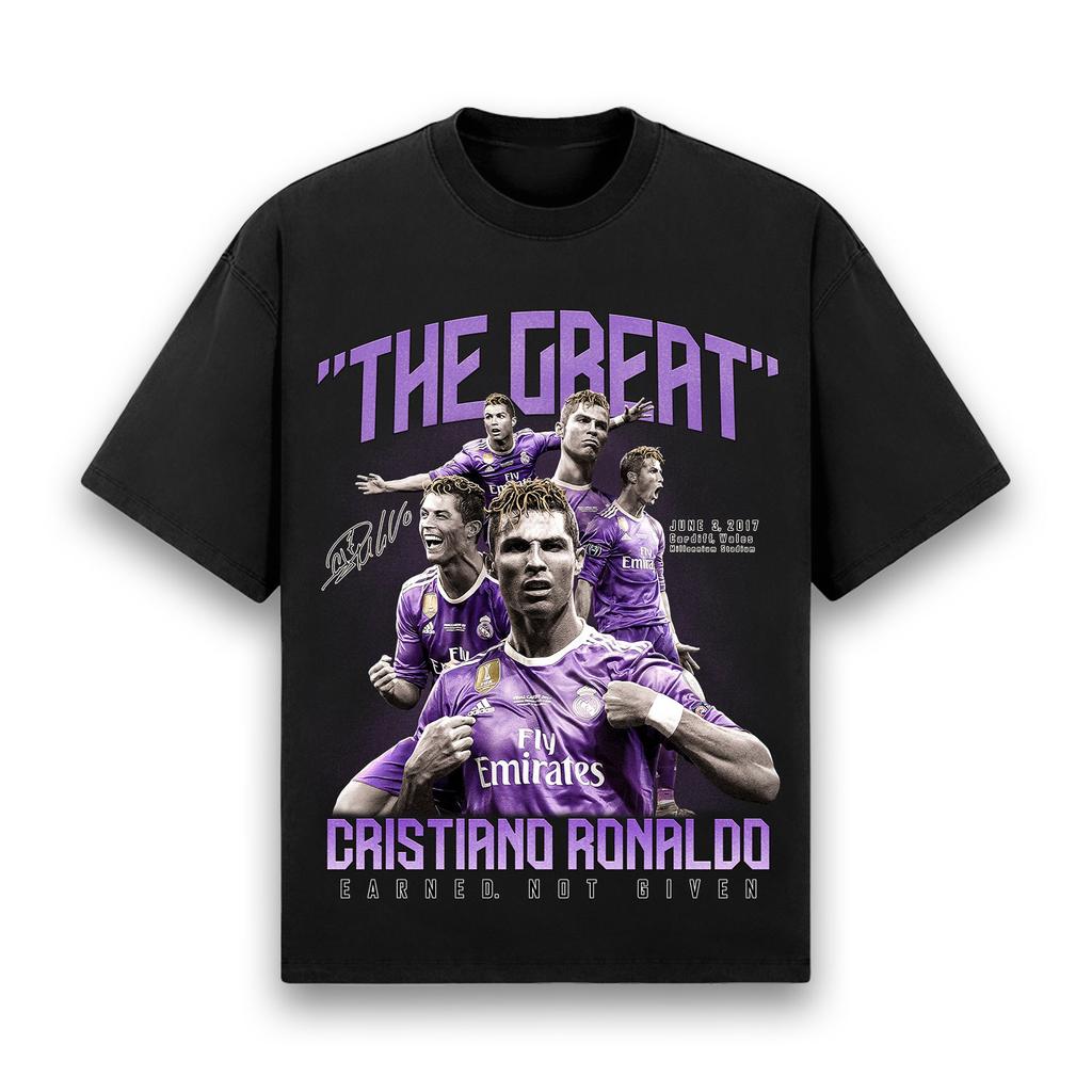 Cristiano Ronaldo Printed T-shirt Oversize Y2k Men Women Short Sleeve T-shirt Cotton Heavyweight High Quality Female Male Clothing