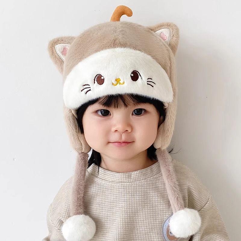 Warm Baby Knitted Cap Soft Fluffy Warm Hat New Ear Protection Cap
