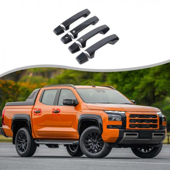 ABS Carbon Fiber Exterior Door Handle Cover Trim For Mitsubishi L200 2024+